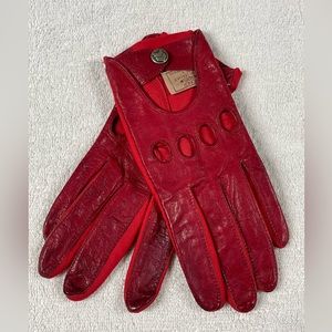 vintage Aris Isotoner red leather driving gloves